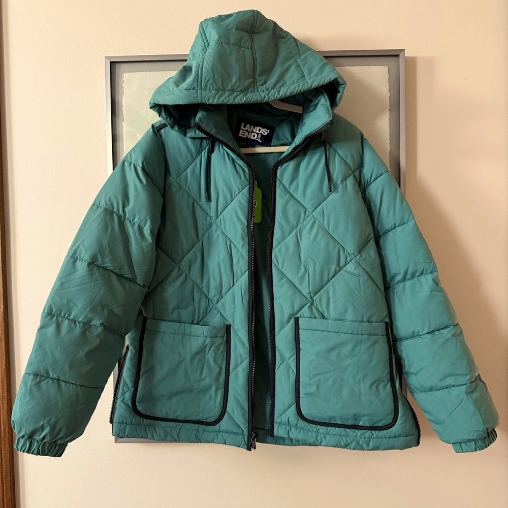 Lands’ End Hooded Puffer Jacket NWT